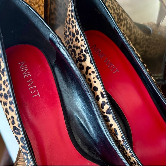 Nine West| Tan Leopard Print Calf Hair 4” Heels Sz 9.5 - Picture 2 of 6